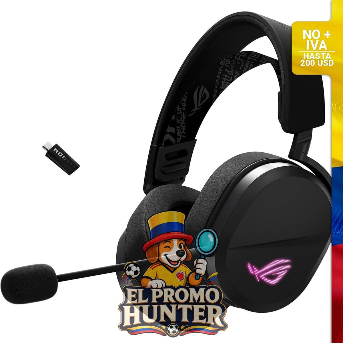 Auriculares inalámbricos ASUS ROG Pelta, tri-mode (BT, 2.4GHz, USB-C), controladores de 50 mm, micrófono desmontable.