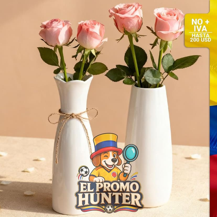 Set de 2 jarrones de cerámica blanca de 20 cm.