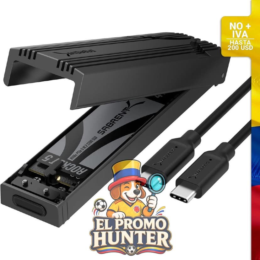 Carcasa USB C NVMe para SSD M.2, compatible con tamaños 2230-2280, con adaptador USB 3.2 Gen 2 de 10 Gbps y refrigeración de aluminio.